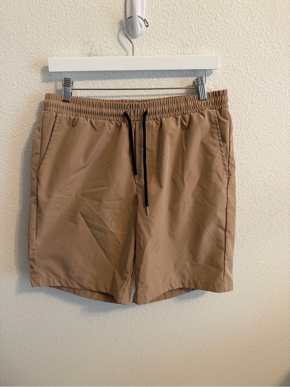 Men's Athletic Drawstring Shorts in Tan